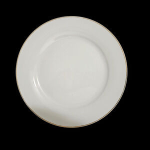 White Porcelain Dinner Plate Gold Rim Made in China 10.5”